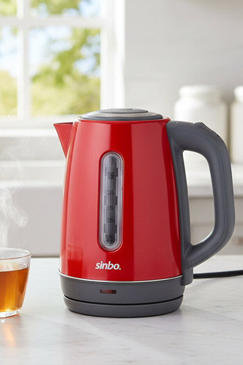 Inox Su Isıtıcı Kettle Paslanmaz Çelik SK-8031 Kırmızı