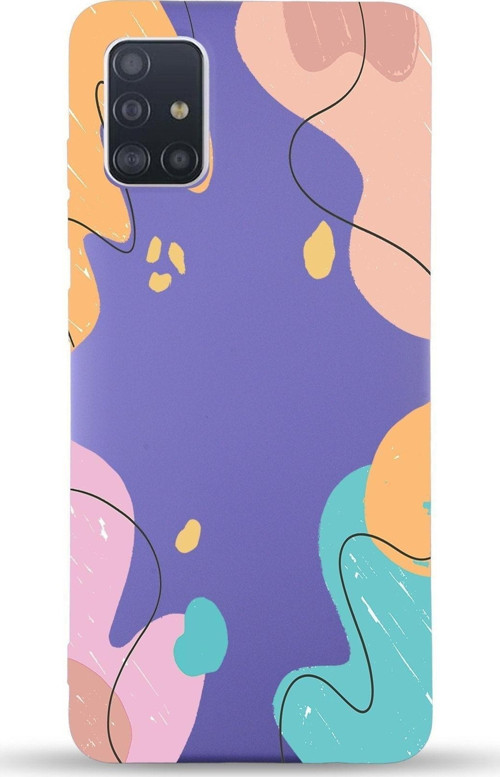 Samsung Galaxy M31S Uyumlu Lansman Kılıf Karışık Renkler Tasarımlı Içi Kadife Kapak-Mor