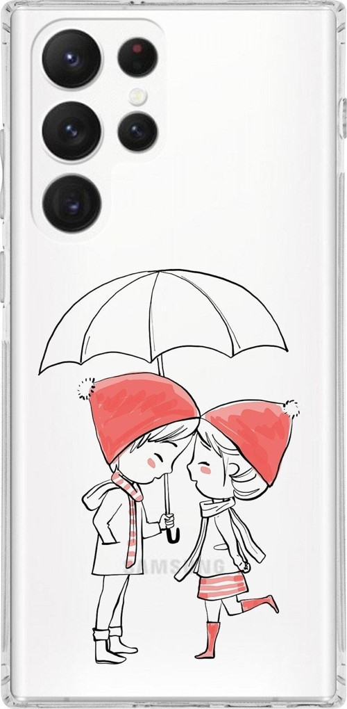 Samsung Galaxy S22 Ultra Uyumlu Kamera Korumalı Kapak Aşk Tasarımlı Şeffaf Kılıf