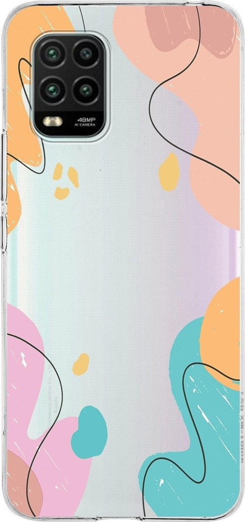 Xiaomi Mi 10 Lite Uyumlu Kapak Karışık Renkler Tasarımlı Şeffaf Silikon Kılıf