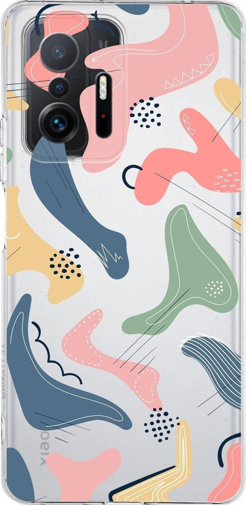Xiaomi Mi 11T Pro Kamera Korumalı Kapak Abstract Tasarımlı Şeffaf Kılıf
