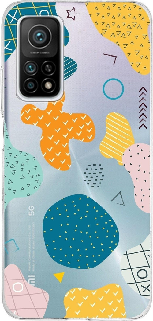 Xiaomi Mi 10 T Pro Uyumlu Kapak Geometrik Şekiller Tasarımlı Şeffaf Silikon Kılıf
