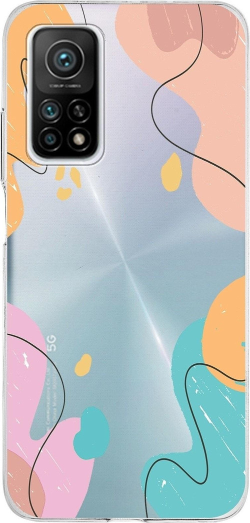 Xiaomi Mi 10 T Pro Uyumlu Kapak Karışık Renkler Tasarımlı Şeffaf Silikon Kılıf