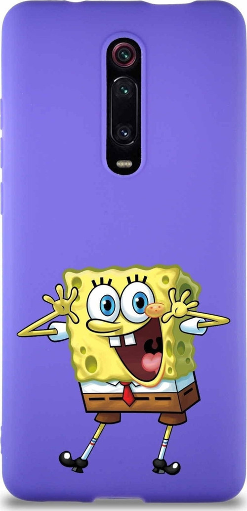 Xiaomi Mi 9T Pro Soft Premier Kapak Sünger Bob Tasarımlı Silikon Kılıf - Mor