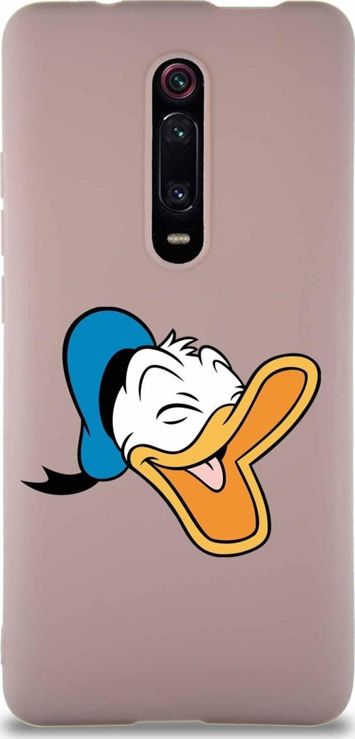 Xiaomi Mi 9T Soft Premier Kapak Donald Duck-E Tasarımlı Silikon Kılıf - Pudra