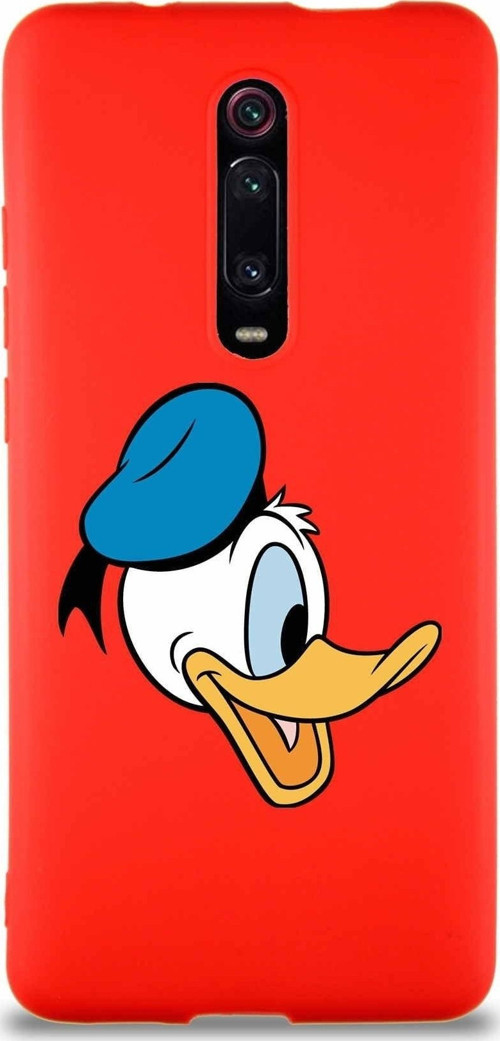 Xiaomi Mi 9T Soft Premier Kapak Donald Duck-F Tasarımlı Silikon Kılıf - Kırmızı
