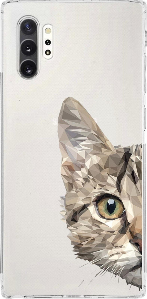 Samsung Galaxy Note 10 Plus Uyumlu Kamera Korumalı Kapak Catface Tasarımlı Şeffaf Kılıf