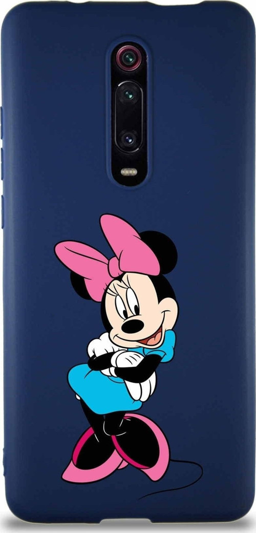 Xiaomi Mi 9T Soft Premier Kapak Minnie Mouse-D Tasarımlı Silikon Kılıf - Lacivert