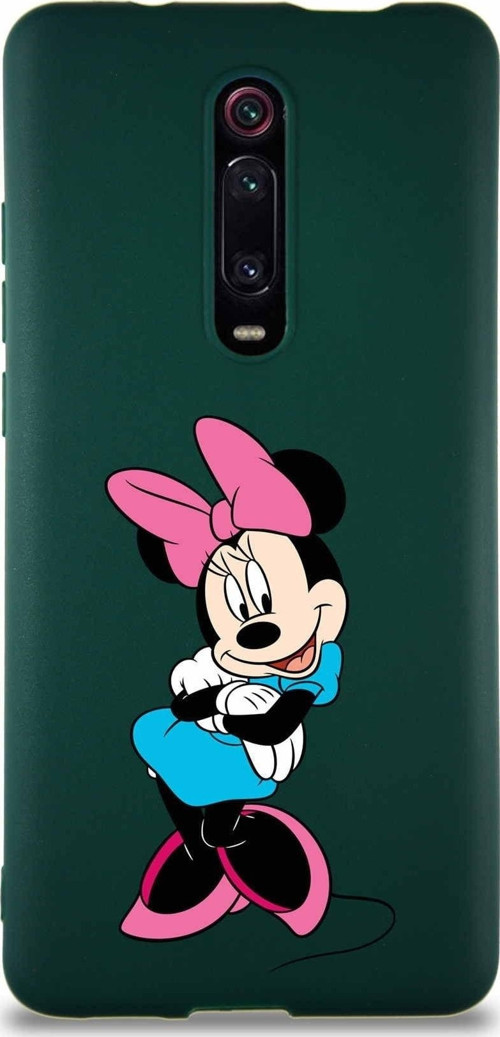 Xiaomi Mi 9T Soft Premier Kapak Minnie Mouse-D Tasarımlı Silikon Kılıf - Yeşil
