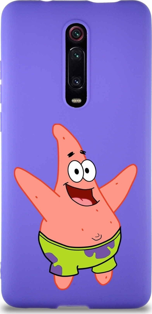 Xiaomi Mi 9T Soft Premier Kapak Patrick Yıldız Tasarımlı Silikon Kılıf - Mor