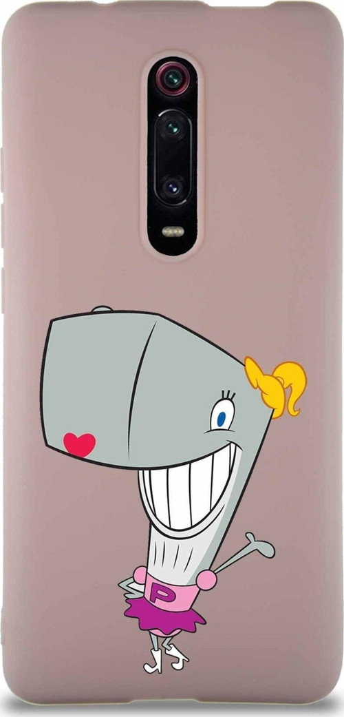 Xiaomi Mi 9T Soft Premier Kapak Pearl Yengeç Tasarımlı Silikon Kılıf - Pudra