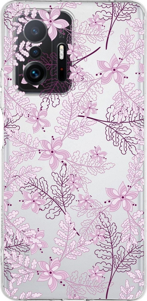 Xiaomi Mi 11T Pro Uyumlu Kapak Floral Pudra Tasarımlı Şeffaf Kılıf