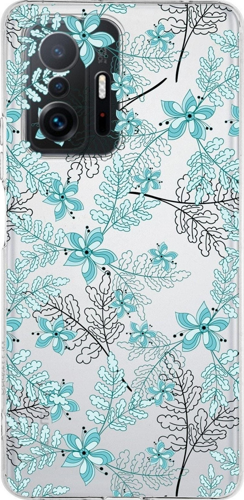 Xiaomi Mi 11T Pro Uyumlu Kapak Floral Su Yeşili Tasarımlı Şeffaf Kılıf