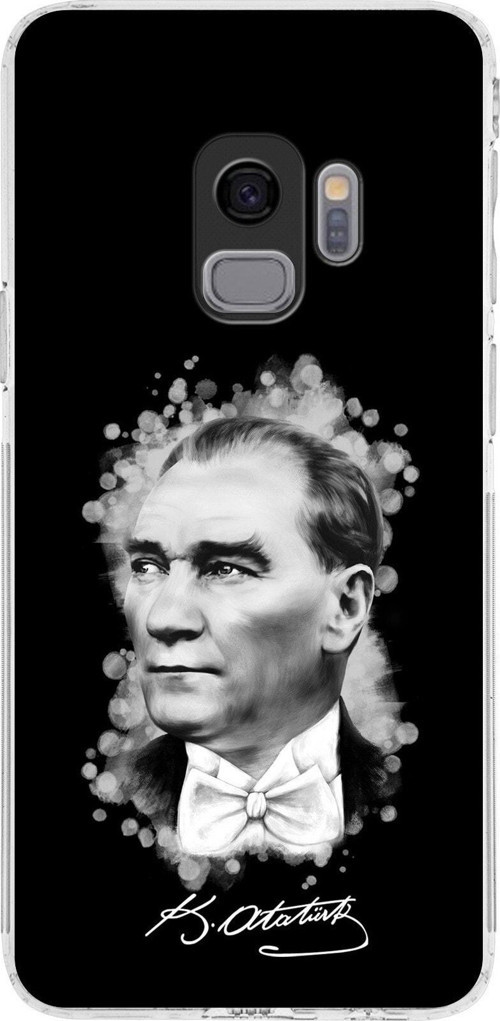 Samsung Galaxy S9 Uyumlu Kamera Korumalı Kapak Atatürk Tasarımlı Şeffaf Kılıf