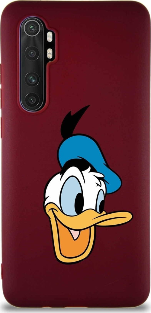 Xiaomi Mi Note 10 Lite Soft Premier Kapak Donald Duck-A Tasarımlı Silikon Kılıf - Mürdüm