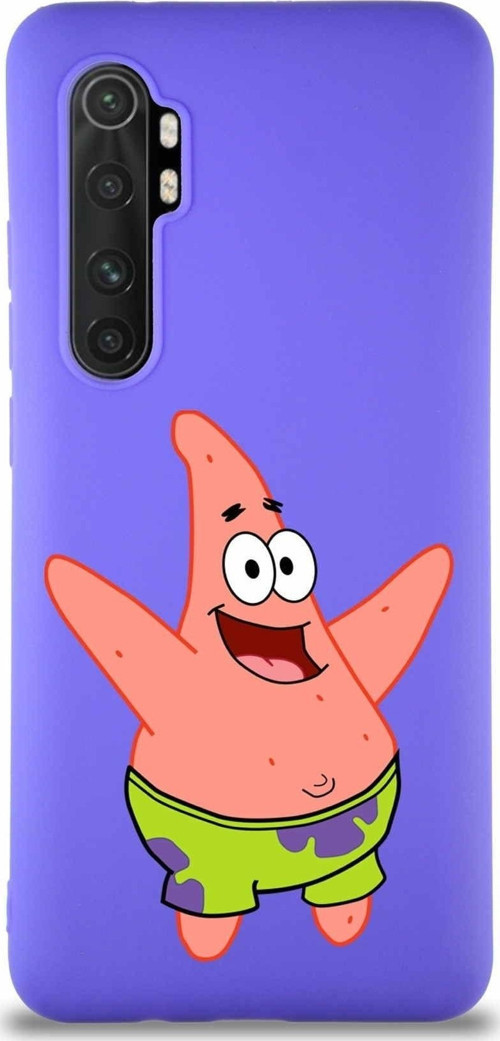 Xiaomi Mi Note 10 Lite Soft Premier Kapak Patrick Yıldız Tasarımlı Silikon Kılıf - Mor