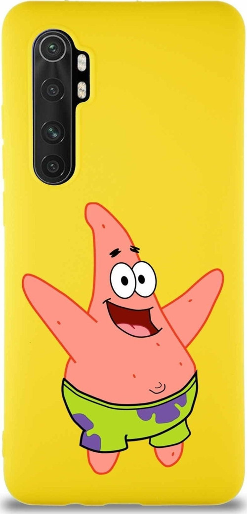 Xiaomi Mi Note 10 Lite Soft Premier Kapak Patrick Yıldız Tasarımlı Silikon Kılıf - Sarı