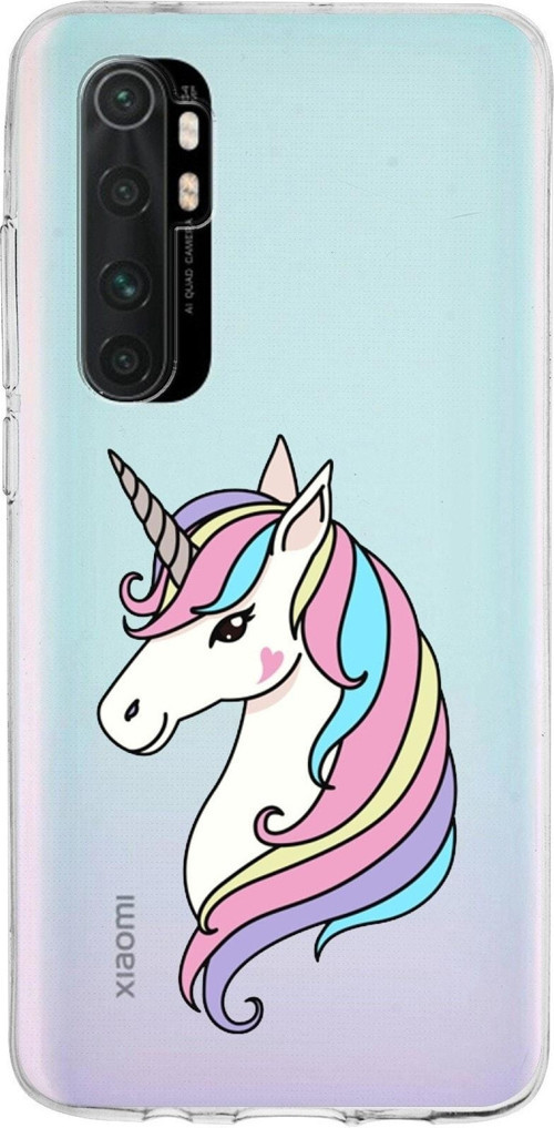 Xiaomi Mi Note 10 Lite Uyumlu Kapak Unicorn Tasarımlı Şeffaf Silikon Kılıf