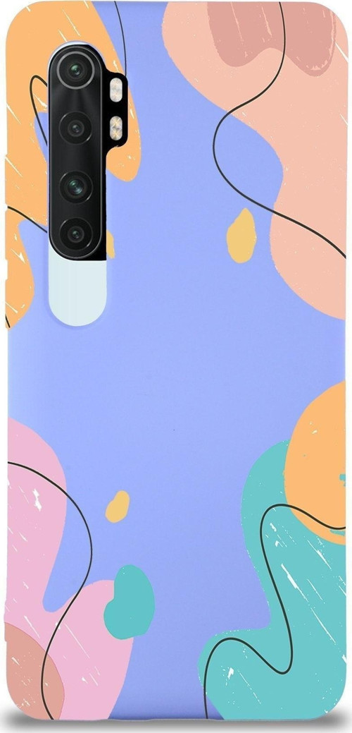Xiaomi Mi Note 10 Lite Uyumlu Lansman Kılıf Karışık Renkler Tasarımlı Içi Kadife Kapak-Lila