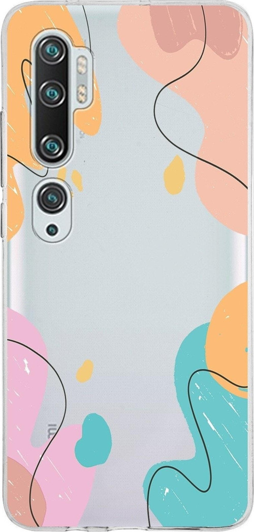 Xiaomi Mi Note 10 Uyumlu Kapak Karışık Renkler Tasarımlı Şeffaf Silikon Kılıf