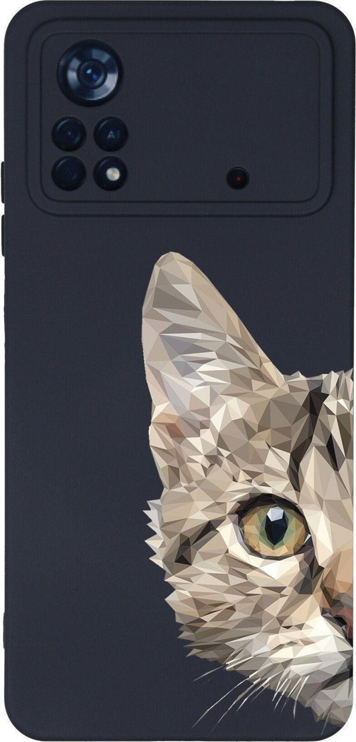 Xiaomi Poco X4 Pro Uyumlu Lansman Kılıf Catface Tasarımlı Içi Kadife Kapak-Koyu Mavi