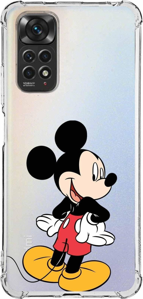 Xiaomi Redmi Note 11 Pro Köşe Korumalı Antishock Kapak Mickey Mouse Tasarımlı Şeffaf Kılıf