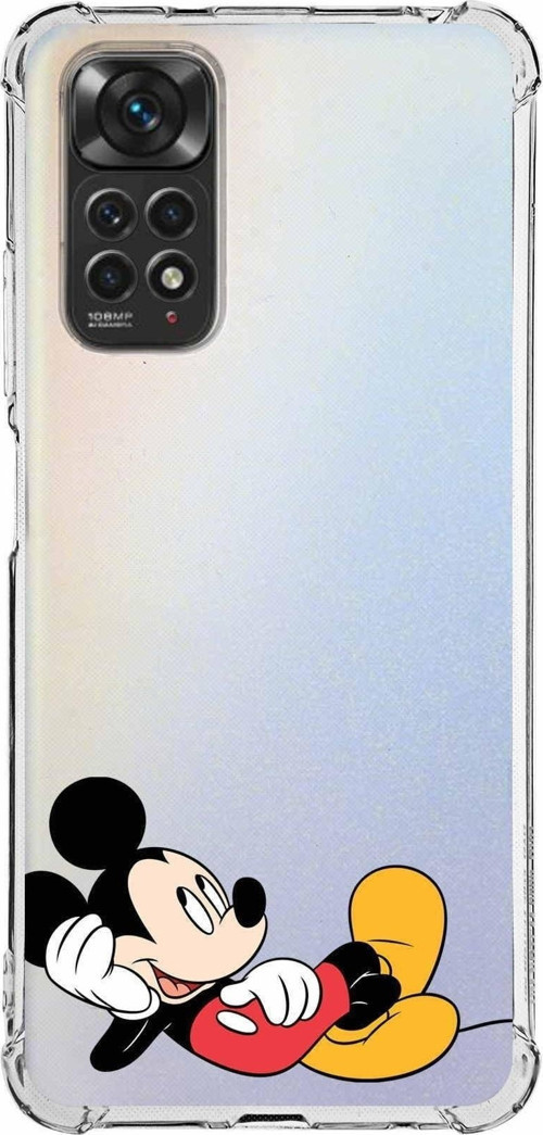 Xiaomi Redmi Note 11 Pro Köşe Korumalı Antishock Kapak Mickey Mouse Tasarımlı Şeffaf Kılıf