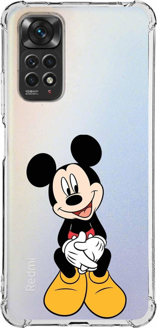 Xiaomi Redmi Note 11 Pro Köşe Korumalı Antishock Kapak Mickey Mouse Tasarımlı Şeffaf Kılıf