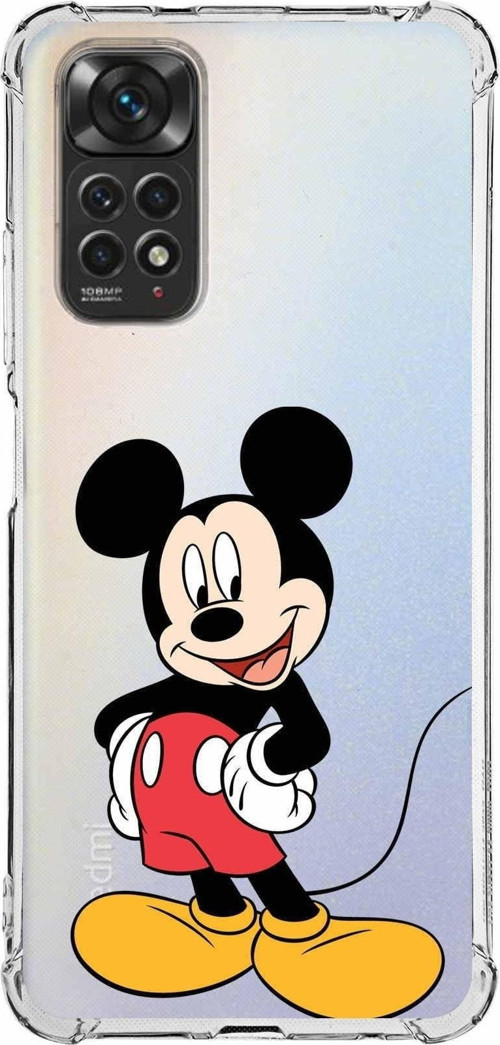 Xiaomi Redmi Note 11 Pro Köşe Korumalı Antishock Kapak Mickey Mouse Tasarımlı Şeffaf Kılıf