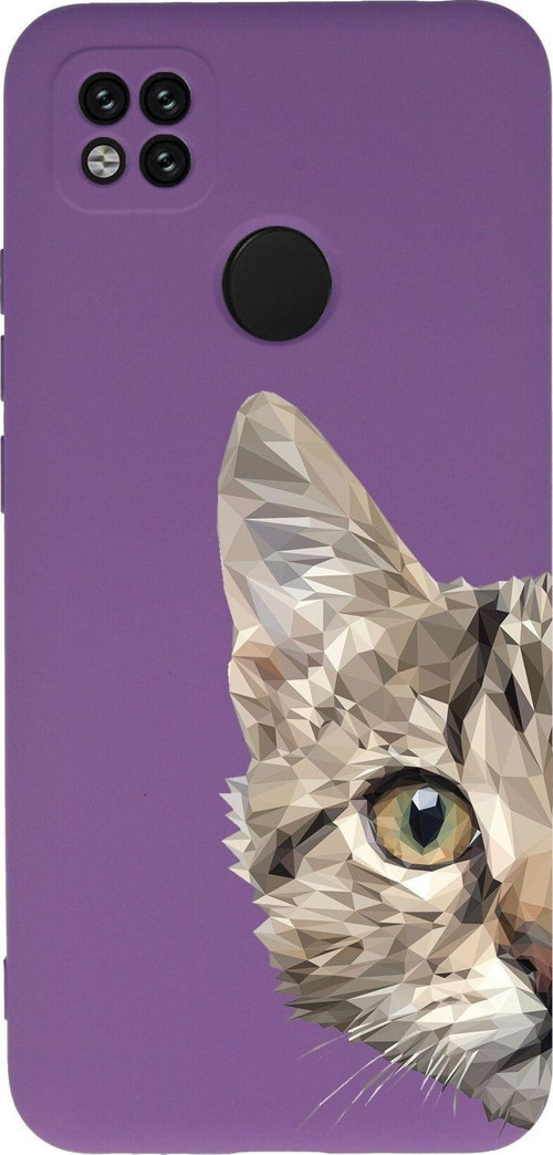 Xiaomi Redmi 10A Uyumlu Lansman Kılıf Catface Tasarımlı Içi Kadife Kapak-Mor