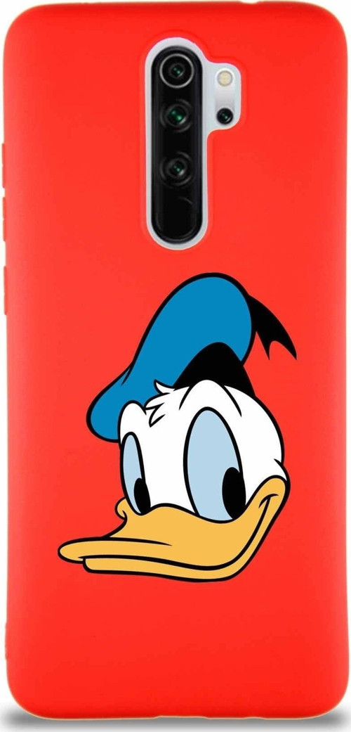 Xiaomi Redmi Note 8 Pro Soft Premier Kapak Donald Duck-B Tasarımlı Silikon Kılıf - Kırmızı