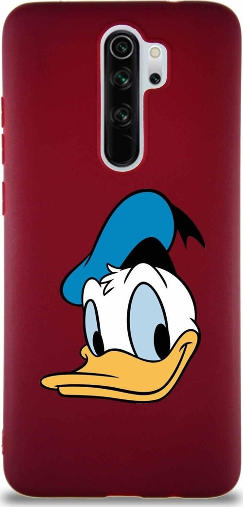 Xiaomi Redmi Note 8 Pro Soft Premier Kapak Donald Duck-B Tasarımlı Silikon Kılıf - Mürdüm