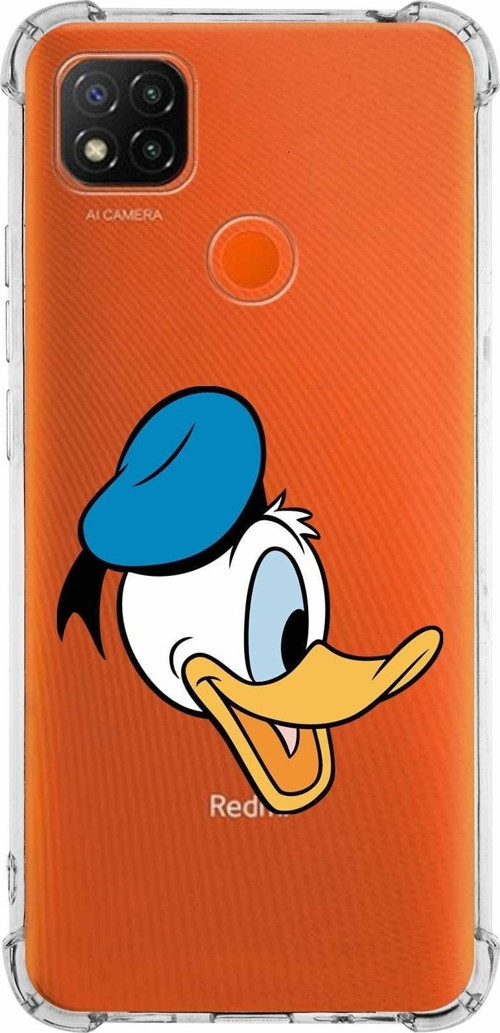 Xiaomi Redmi 9C Köşe Korumalı Antişok Kapak Donald Duck Tasarımlı Şeffaf Kılıf