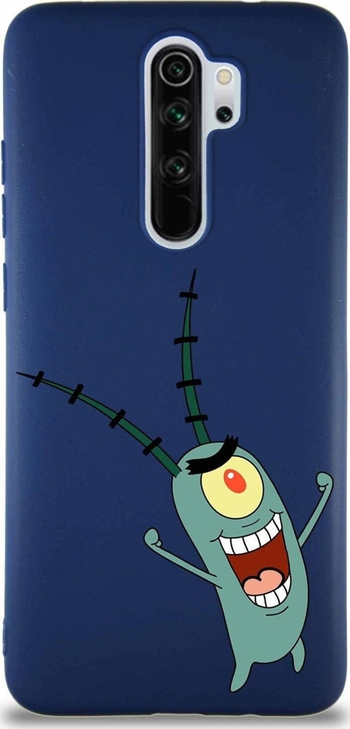 Xiaomi Redmi Note 8 Pro Soft Premier Kapak Plankton Tasarımlı Silikon Kılıf - Lacivert