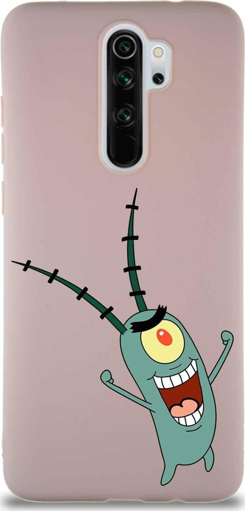 Xiaomi Redmi Note 8 Pro Soft Premier Kapak Plankton Tasarımlı Silikon Kılıf - Pudra