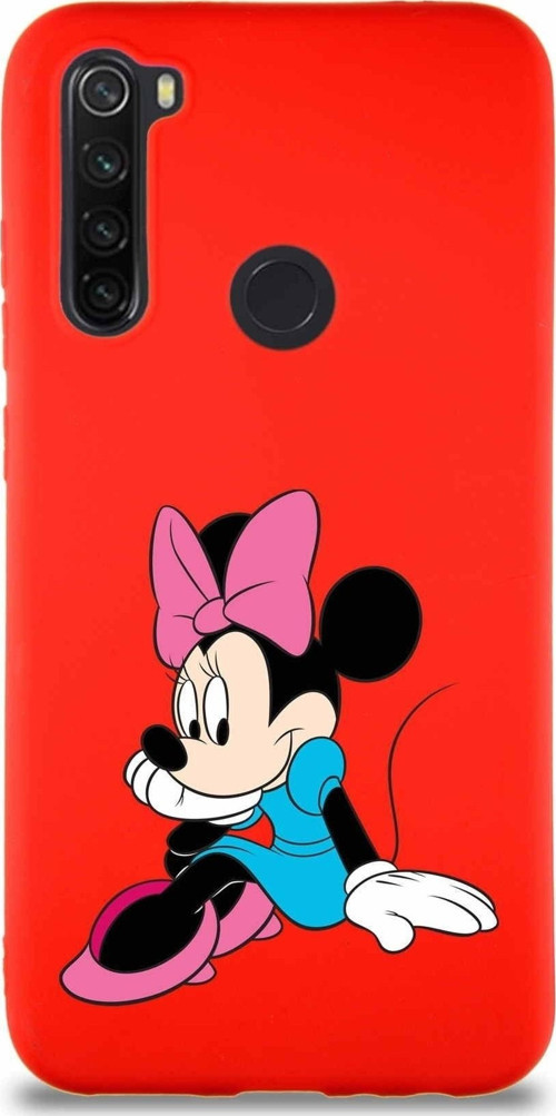 Xiaomi Redmi Note 8 Soft Premier Kapak Minnie Mouse-E Tasarımlı Silikon Kılıf - Kırmızı