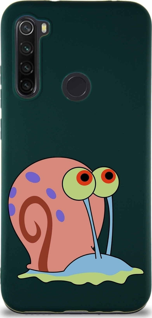 Xiaomi Redmi Note 8 Soft Premier Kapak Salyangoz Gary Tasarımlı Silikon Kılıf - Yeşil