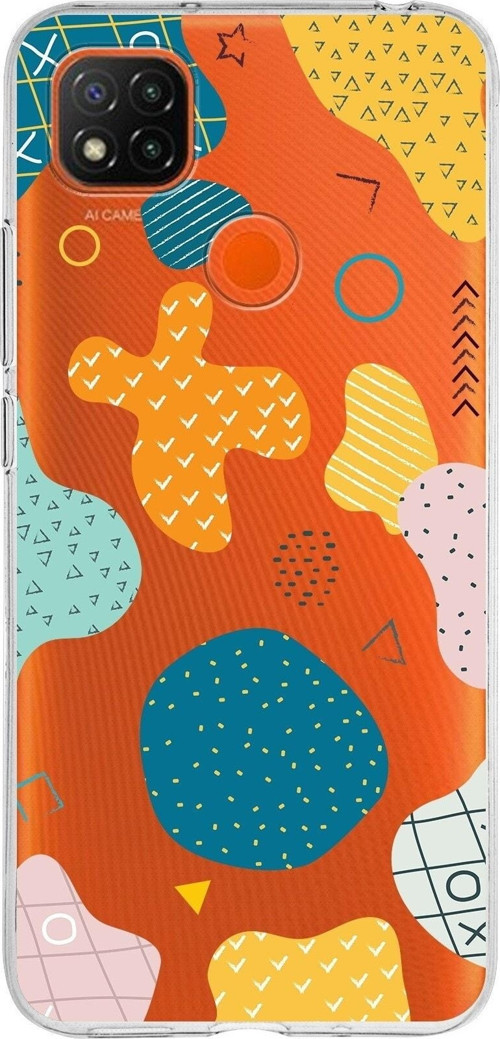 Xiaomi Redmi 9C Uyumlu Kapak Geometrik Şekiller Tasarımlı Şeffaf Silikon Kılıf