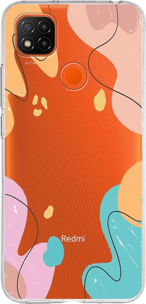 Xiaomi Redmi 9C Uyumlu Kapak Karışık Renkler Tasarımlı Şeffaf Silikon Kılıf