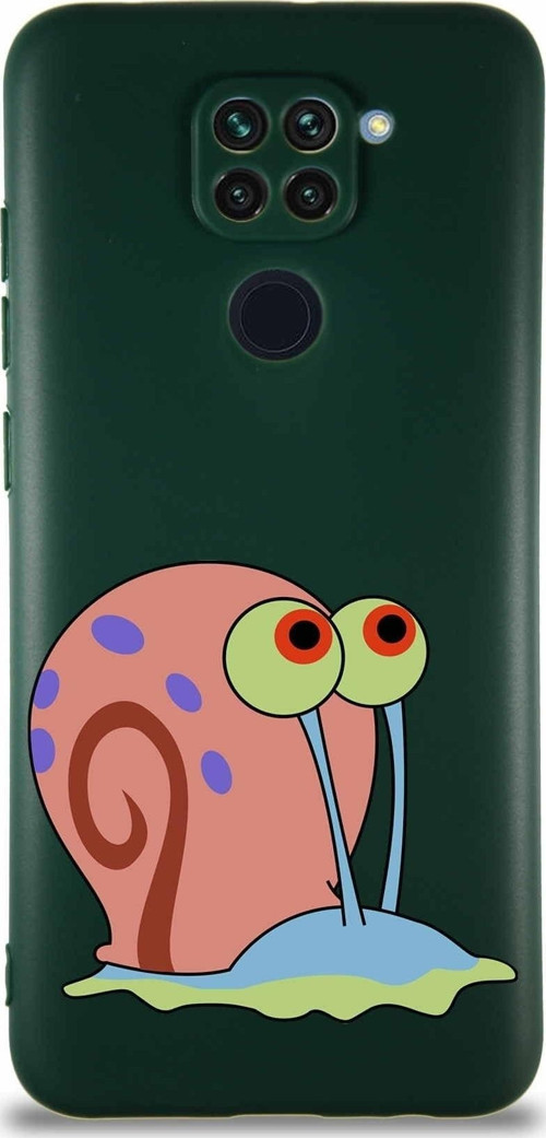 Xiaomi Redmi Note 9 Soft Premier Kapak Salyangoz Gary Tasarımlı Silikon Kılıf - Yeşil