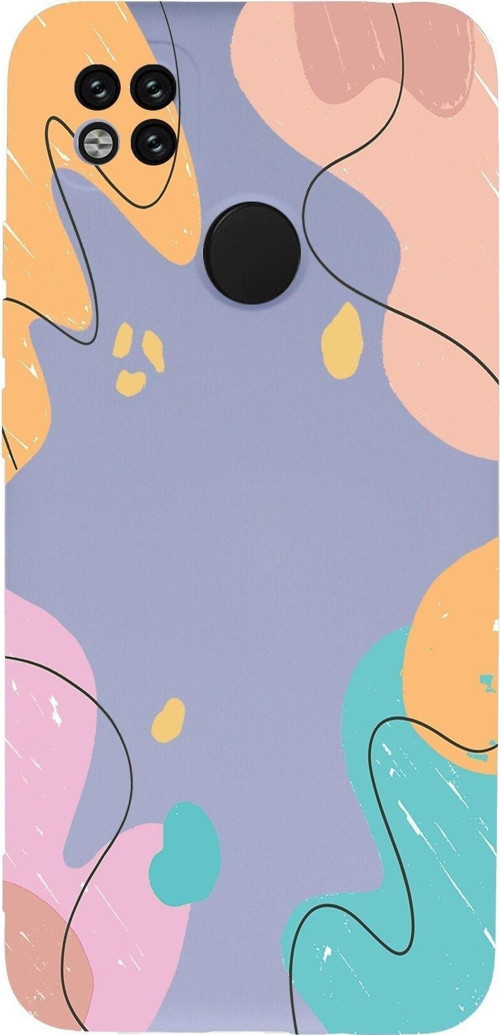 Xiaomi Redmi 9C Uyumlu Lansman Kılıf Karışık Renkler Tasarımlı Içi Kadife Kapak-Lila