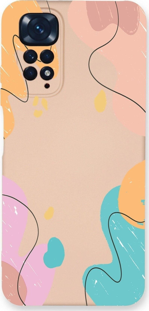 Xiaomi Redmi Note 11S Uyumlu Lansman Kılıf Karışık Renkler Tasarımlı Içi Kadife Kapak-Pudra