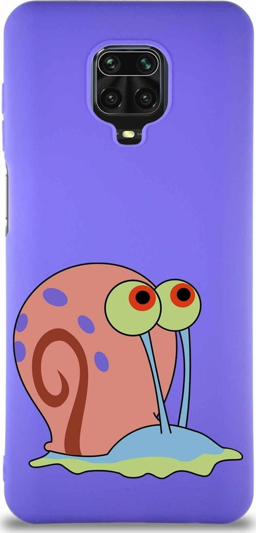 Xiaomi Redmi Note 9S Soft Premier Kapak Salyangoz Gary Tasarımlı Silikon Kılıf - Mor
