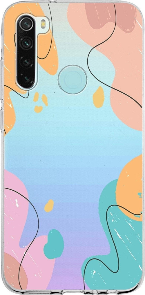 Xiaomi Redmi Note 8 Uyumlu Kapak Karışık Renkler Tasarımlı Şeffaf Silikon Kılıf