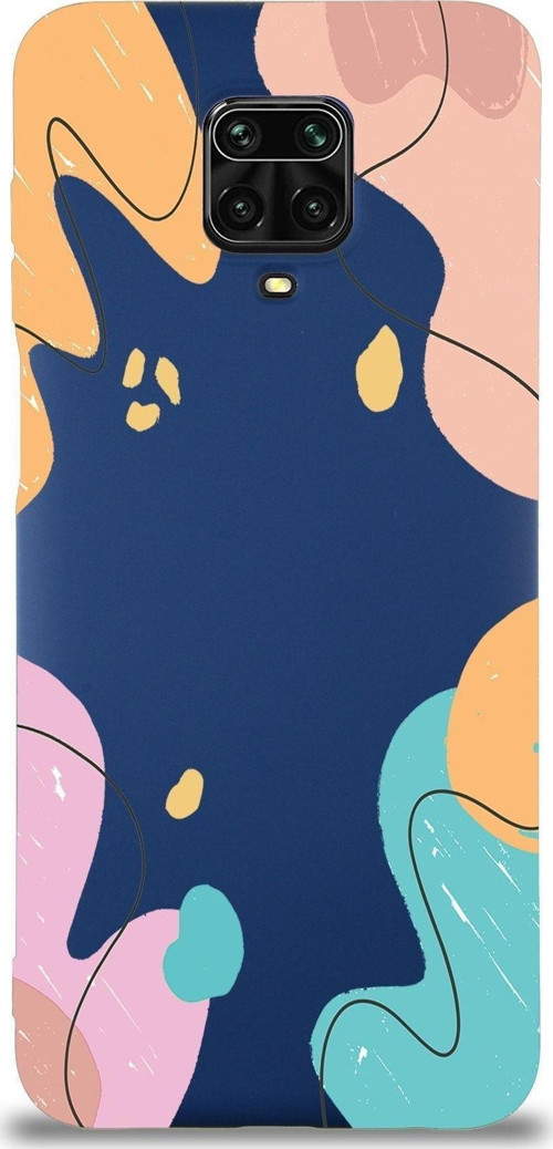 Xiaomi Redmi Note 9S Uyumlu Lansman Kılıf Karışık Renkler Tasarımlı Içi Kadife Kapak-Lacivert