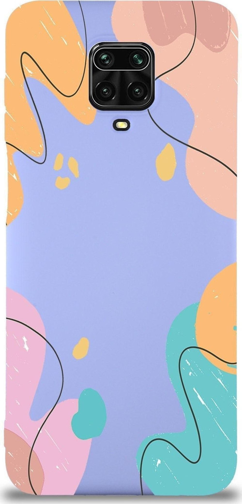 Xiaomi Redmi Note 9S Uyumlu Lansman Kılıf Karışık Renkler Tasarımlı Içi Kadife Kapak-Lila