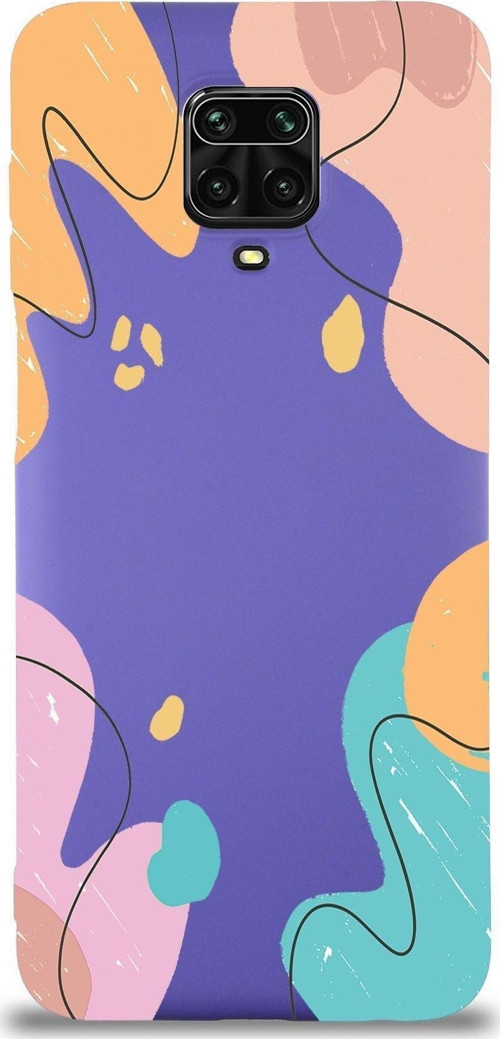 Xiaomi Redmi Note 9S Uyumlu Lansman Kılıf Karışık Renkler Tasarımlı Içi Kadife Kapak-Mor