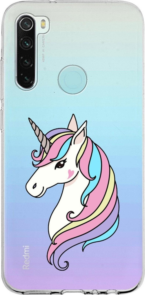 Xiaomi Redmi Note 8 Uyumlu Kapak Unicorn Tasarımlı Şeffaf Silikon Kılıf