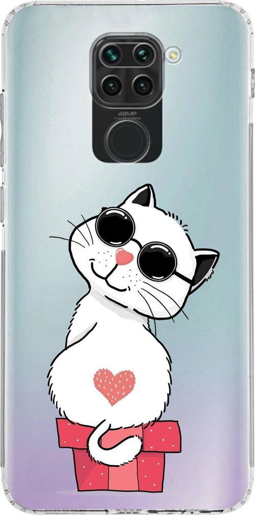Xiaomi Redmi Note 9 Kamera Korumalı Kapak Coolcat Tasarımlı Şeffaf Kılıf