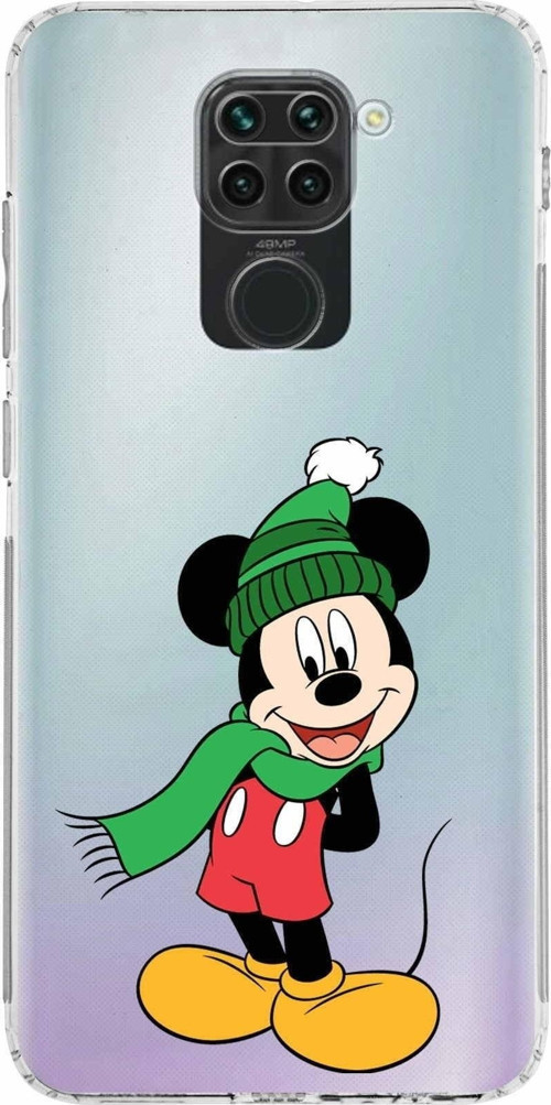 Xiaomi Redmi Note 9 Kamera Korumalı Kapak Mickey Mouse Tasarımlı Şeffaf Kılıf